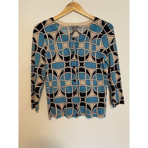 Ann Taylor Merino/Spandex Geometric Cardigan 3/4 Sleeves- S